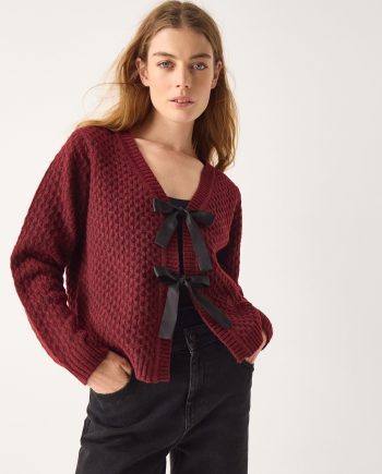 Tina Bow Tie Cardigan Red