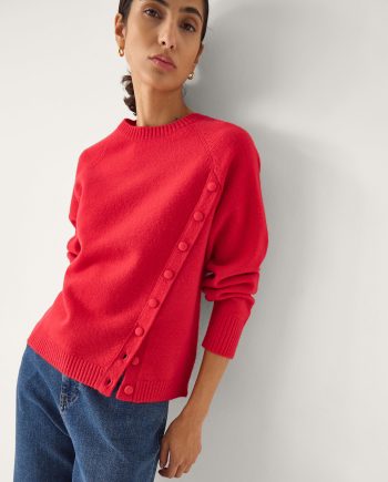 Bray Asymmetrical Button Jumper Red