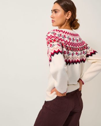 Rhi Floral Fair Isle Jumper Ivory