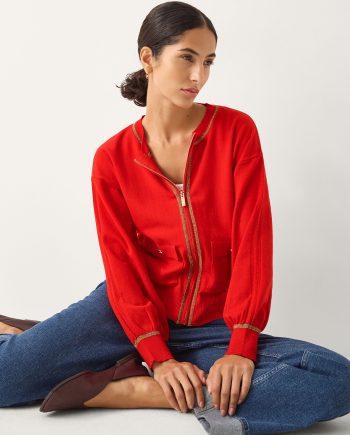 Nolan Knit Bomber Jacket Red