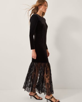 Verity Velvet Lace Maxi Dress Black
