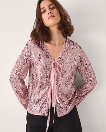 Tabi Tie Sequin Jacket Pink