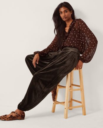 Victoria Velvet Harem Trousers Brown
