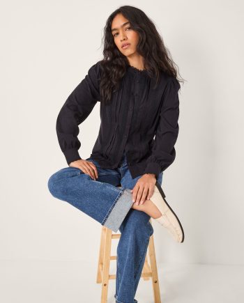 Layla Lace Trim Shirt Blue