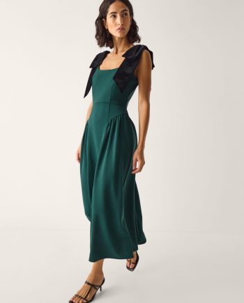 Billi Bow Strap Jersey Midi Dress Green