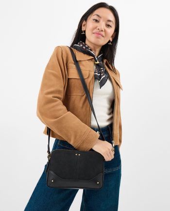 Double Zip Crossbody Bag Black