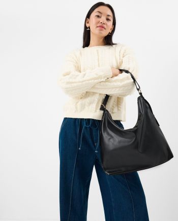 Slouchy Buckle Strap Shoulder Bag Black