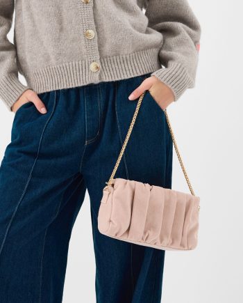 SUEDETTE RUCHED CLUTCH BAG PINK