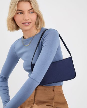 SATIN SHOULDER BAG BLUE