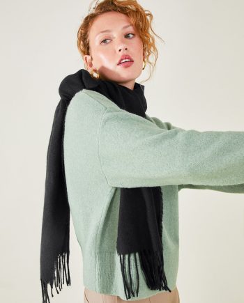 PLAIN TASSEL SCARF BLACK