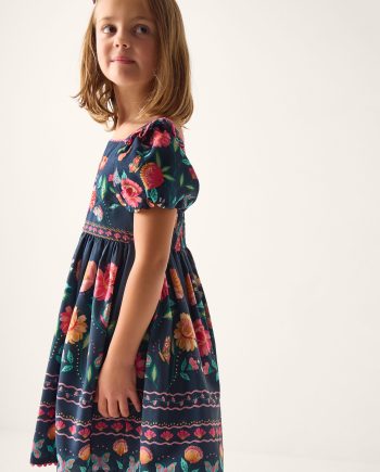 Aurelia Floral Print Dress Blue