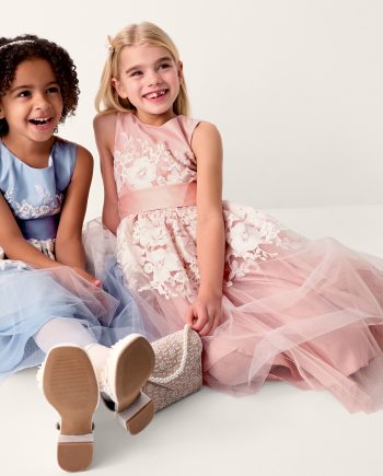 Felicity Floral Embroidered Mesh Dress Pink