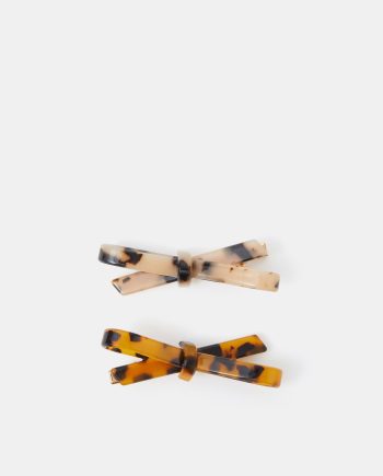 2-PACK TORT BOW HAIR CLIPS