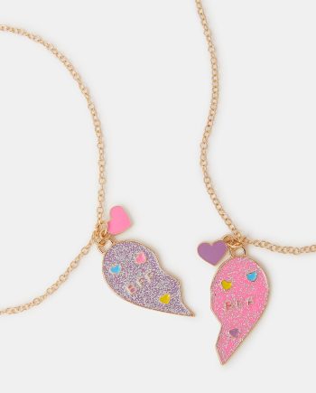 2-PACK GIRLS BFF HEART FRIENDSHIP NECKLACES