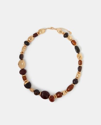 CHUNKY ORGANIC RESIN BEADED NECKLACE