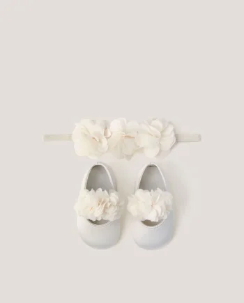 Baby Corsage Booties & Headband Set Ivory