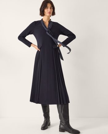 Jessie Jersey Pleat Midi Dress & Scarf Blue