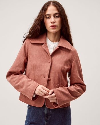 Sierra Scallop Faux Suede Jacket Pink