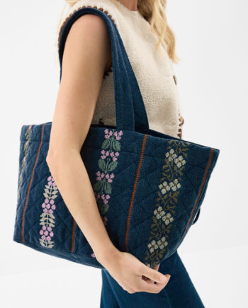 TAPESTRY QUILTED DENIM SHOPPER BAG