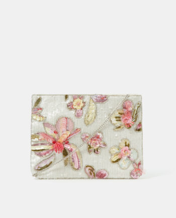 FLORAL SEQUIN CLUTCH BAG