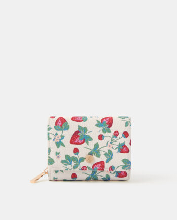 STRAWBERRY PRINT TRI-FOLD PURSE