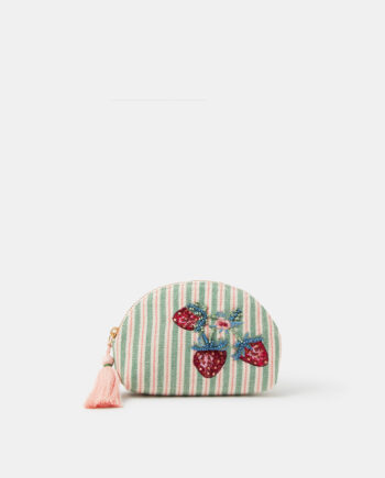 EMBELLISHED STRAWBERRY STRIPE COIN PURSE
