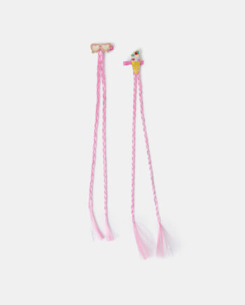 2-PACK GIRLS ICE CREAM PLAIT FAKE HAIR CLIPS