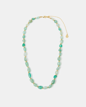 14CT GOLD-PLATED AVENTURINE STONE NECKLACE