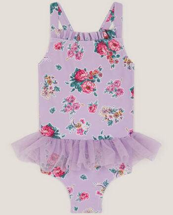 Baby Floral Tutu Swimsuit Purple