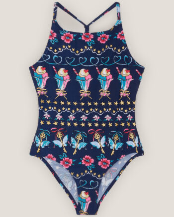 Ice Cream Print Swimsuit Blue