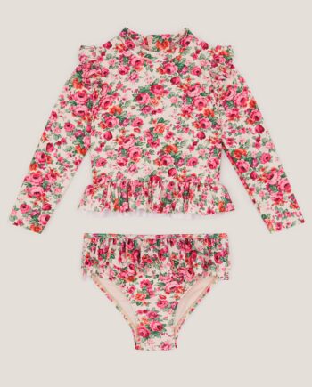 Baby Floral UPF50+ Rash Vest Swim Set Pink