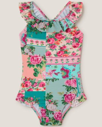 Baby Patchwork Floral Swimsuit Green