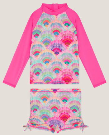 Rainbow Shell UPF50+ Rash Vest Swim Set Pink