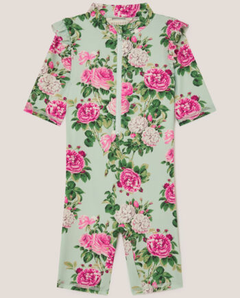 Baby Floral UPF50+ Short Sleeve Swimsuit Green