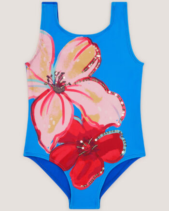 Sequin Flower Swimsuit Blue