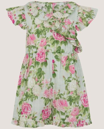 Baby Floral Frill Playsuit Green