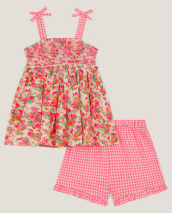 Baby Floral Print Top & Shorts Set Pink