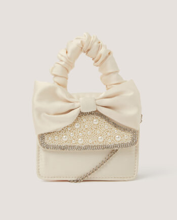 Pearl Embellished Bow Bag