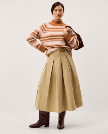 Solana High Neck Stripe Jumper Camel