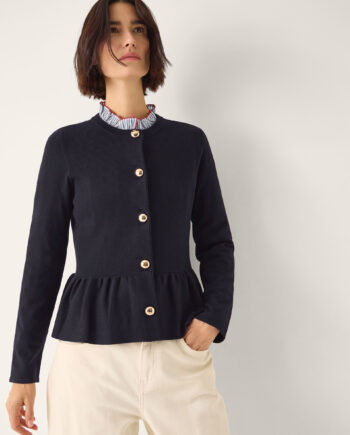 Prune Peplum Cardigan Blue