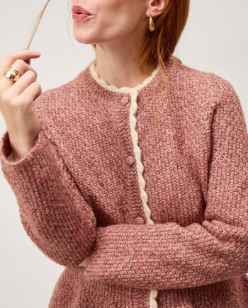 Suki Scallop Peplum Cardigan Pink