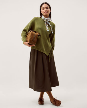 FEY ASYMMETRICAL FRINGE JUMPER GREEN