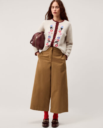 ETTA FLORAL EMBROIDERED SCALLOP CARDIGAN IVORY