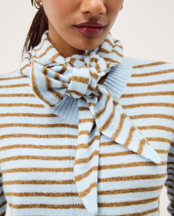 STRIPE CARDIGAN & TRIANGLE SCARF BLUE