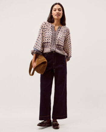 Hern Print Jersey Blouse Cream