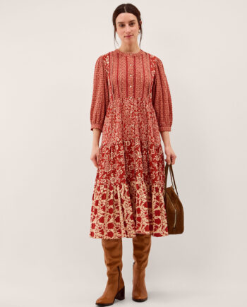 Palmer Floral Jersey Midi Dress Red