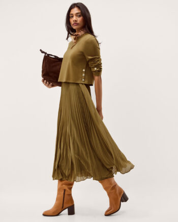 PENNY PLEATED MIDI DRESS GREEN