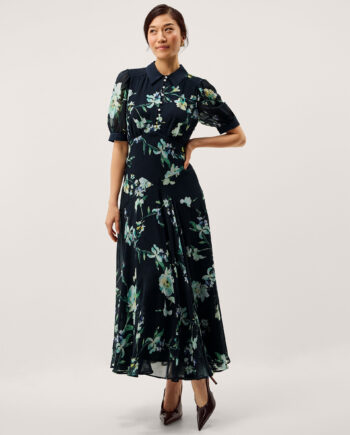 Lilwen Floral Midi Tea Dress Blue