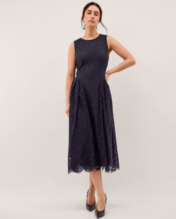 Lydia Sleeveless Lace Midi Dress Blue