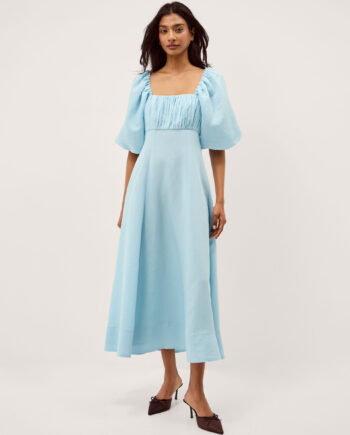 Payton Puff Sleeve Midi Dress Blue